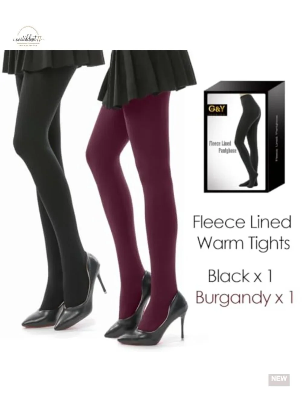 Fleece Lined Opaque Tights for Women - 2 Pack
